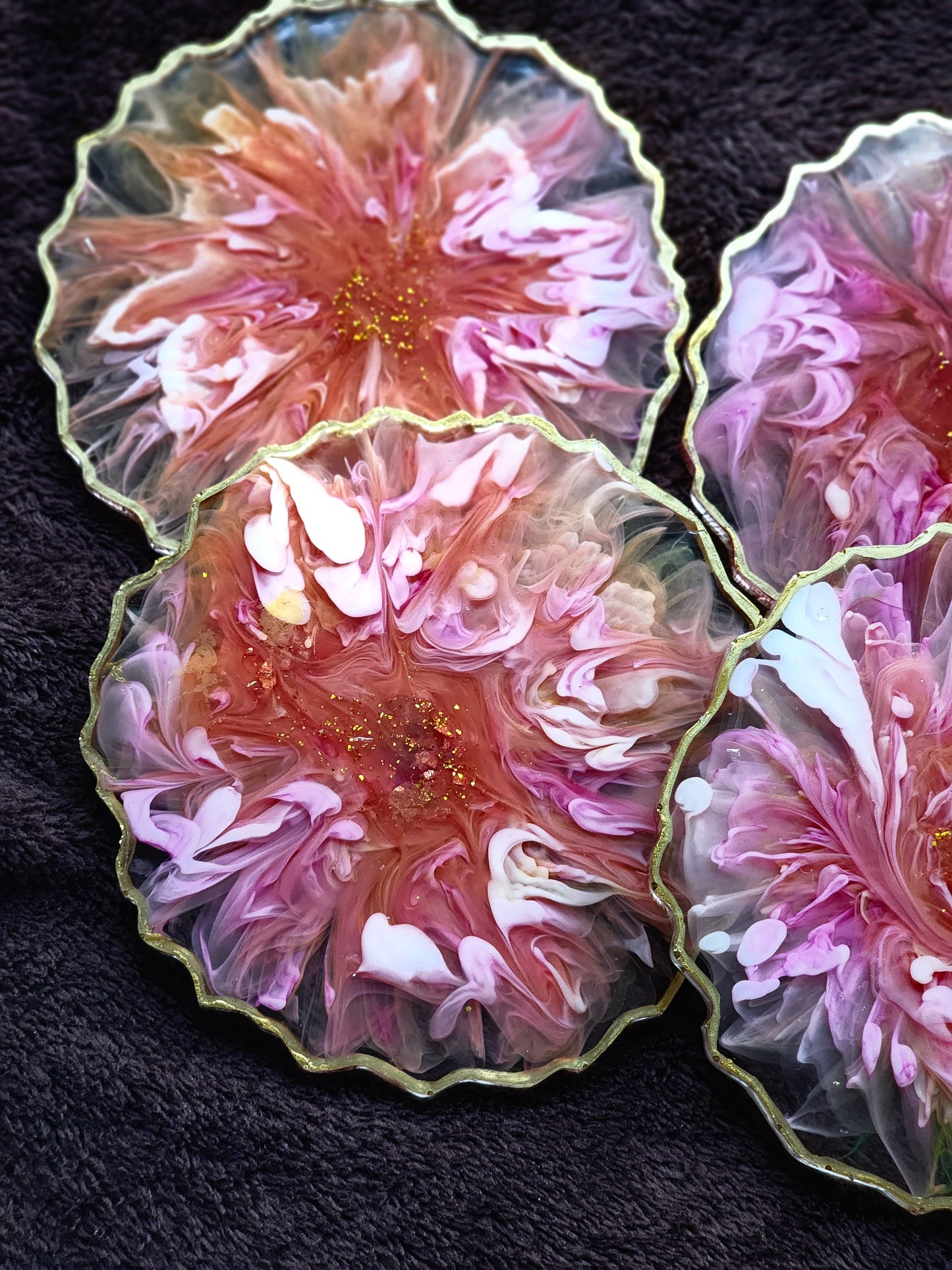 Pink orange Floral Resin coasters