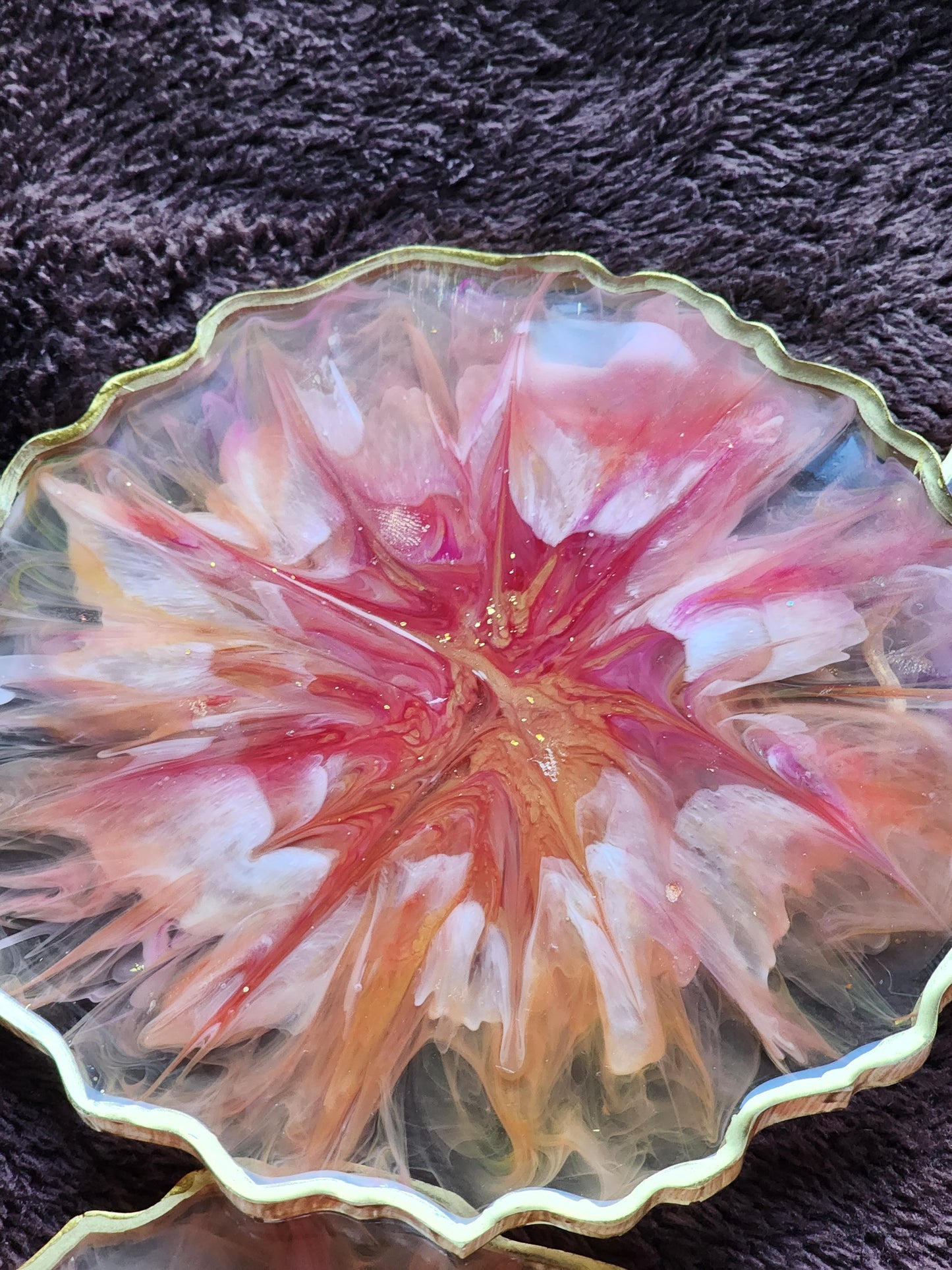 Pink orange Floral Resin coasters