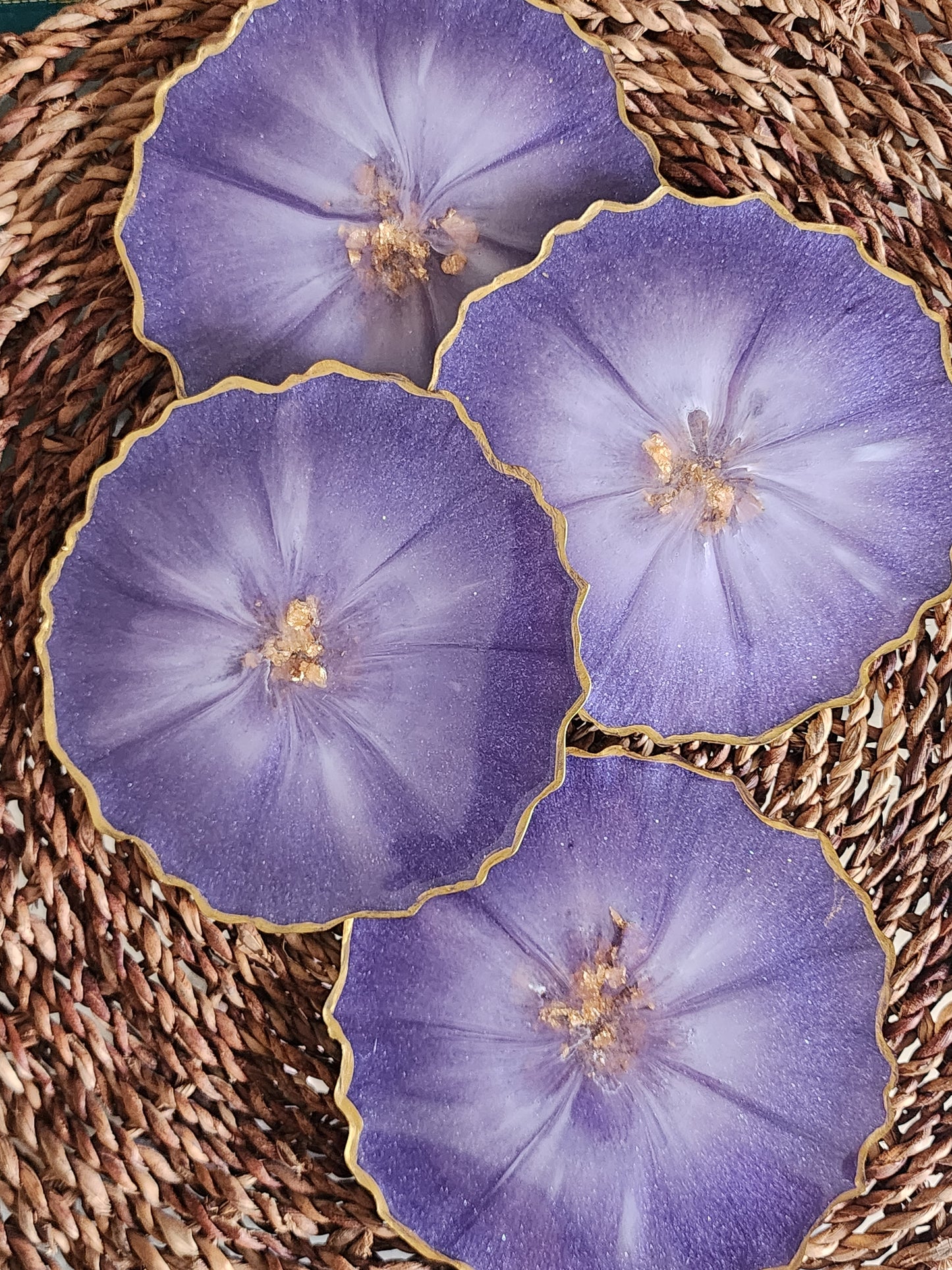 Purple Gold Resin Coasters