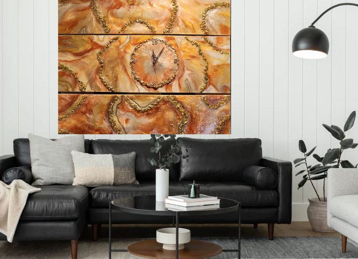 Copper Gold Decor with Clock